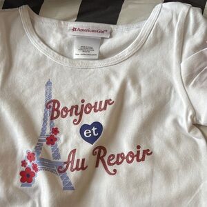 American Girl White Tee with Bonjour Design